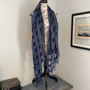 70" Sara Jane Silk Blend Sheer Plaid Blue Womens Rectangular Scarf (U5)